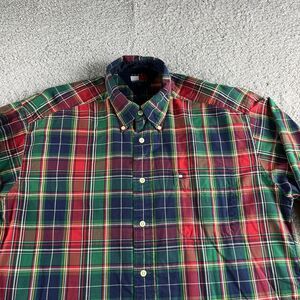 NEW Vintage Tommy‎ Hilfiger Shirt Mens Large Green Red Plaid Button Up Holiday